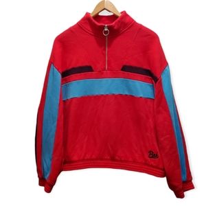 Victoria's Secret Pink Quarter Zip Red blue Pullover Sweatshirt